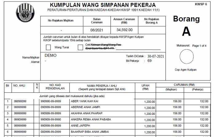 Monthly EPF Return