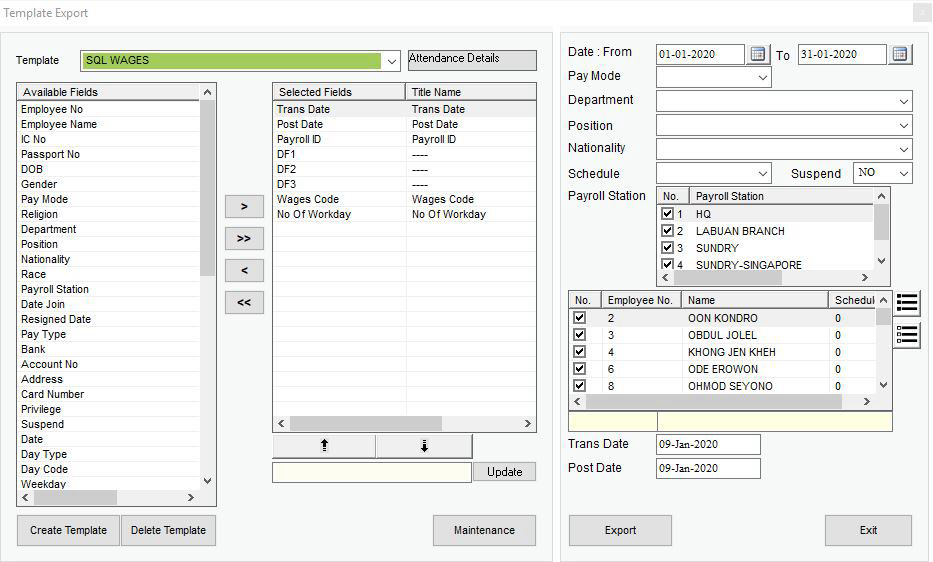 Payroll Export