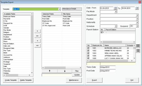 Export to SQL Payroll System